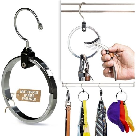 Multipurpose Closet Hangers- Tie and Belt Hanger for Closet- Great Space Saving Storage & Organization